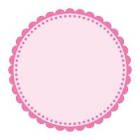 Soft And Simple Pink Colored Blank Circular Sticker Label Element Design with Decorative Border Ornaments vector