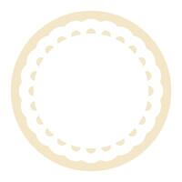 Simple Geometric Vanilla Brown Circle Frame Border Design Decorated With Bold Scalloped Lace Edge vector