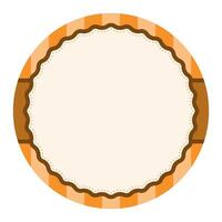 Simple Orange Plain Round Circle Background Design With Scalloped Edge And Stripe Ornament vector