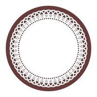 Simple Detailed Dark Brown Symmetrical Round Ornamental Lace Circle Blank Frame Border Element vector