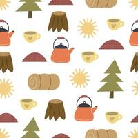 Seamless pattern with camping elements. vector