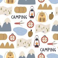 Seamless pattern with camping elements. vector