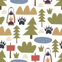 Seamless pattern with camping elements. vector