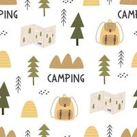 Seamless pattern with camping elements. vector