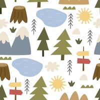 Seamless pattern with camping elements. vector