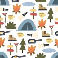 Seamless pattern with camping elements. vector
