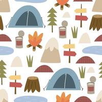 Seamless pattern with camping elements. vector