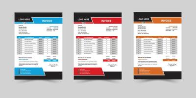 Creative Minimal Corporate Business Invoice design template. Business stationery design payment agreement design template. Set to print with illustration. vector