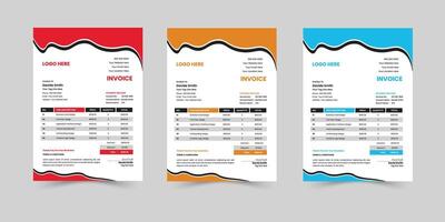 Creative Minimal Corporate Business Invoice design template. Business stationery design payment agreement design template. Set to print with illustration. vector