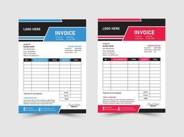 Creative Minimal Corporate Business Invoice design template. Business stationery design payment agreement design template. Set to print with illustration. vector