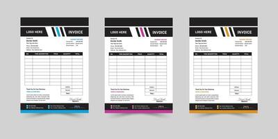 Creative Minimal Corporate Business Invoice design template. Business stationery design payment agreement design template. Set to print with illustration. vector