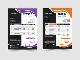Creative Minimal Corporate Business Invoice design template. Business stationery design payment agreement design template. Set to print with illustration. vector