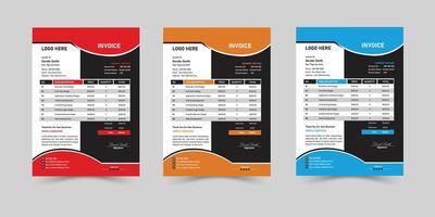 Creative Minimal Corporate Business Invoice design template. Business stationery design payment agreement design template. Set to print with illustration. vector