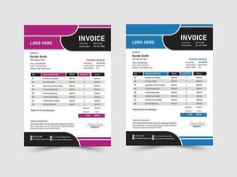 Creative Minimal Corporate Business Invoice design template. Business stationery design payment agreement design template. Set to print with illustration. vector