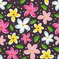 Summer Tropical Exotic Plumeria Flower Seamless Pattern vector
