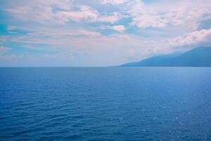 Seascapes on against blue sky and cloudy sky for travel in holiday relax time as summer photo