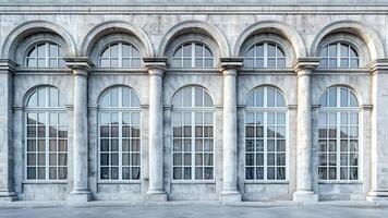 Historic Building with Arched Windows. Timeless Architecture, Classic Design, Heritage Structure. photo