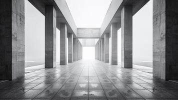 Modern Concrete Pillars. Minimalist Architecture, Sleek Geometry, Architectural Masterpiece. photo