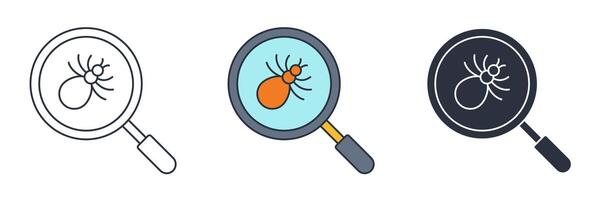 magnifying glass with flea icon symbol illustration isolated on white background vector