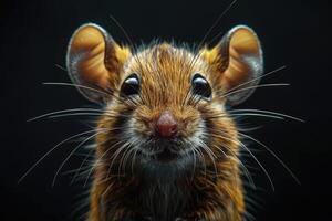 Brown mouse posing on a black background photo