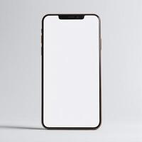 Smartphone mockup template with blank screen and isolated white background photo