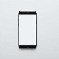 Smartphone mockup template with blank screen and isolated white background photo