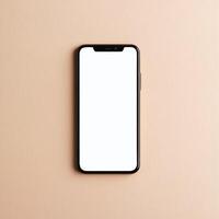 Mobile phone with white blank display, smartphone mockup template photo