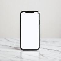 Mobile phone with white blank display, smartphone mockup template photo