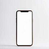 Smartphone mockup template with blank screen and isolated white background photo