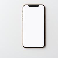 Smartphone mockup template with blank screen and isolated white background photo