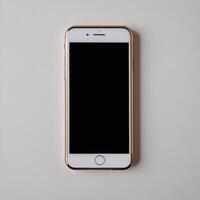 Mobile phone with white blank display, smartphone mockup template photo