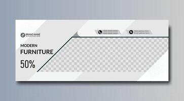 Modern furniture social media cover and web banner template design for business vector