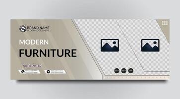 Modern furniture social media cover and web banner template design for business vector