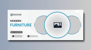 Modern furniture social media cover and web banner template design for business vector