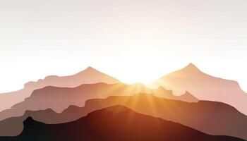 design mountains ridges in time of sun to set digital drawn texture illustration vector