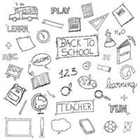 Set of hand drawn doodles back to school elements vector