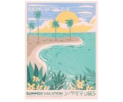 Sunshine paradise graphic print design. Enjoy beach life. Summer vibes artwork. Surf club design. Beach wave artwork. Beach modern abstract art. vector