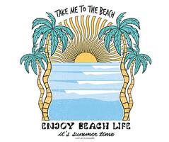 Sunshine paradise graphic print design. Enjoy beach life. Summer vibes artwork. Surf club design. Big wave artwork. Beach modern abstract art. vector