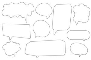 Set speech bubbles on white background. chat box or chat square and doodle message or communication icon Cloud speaking for comics and minimal message dialog vector