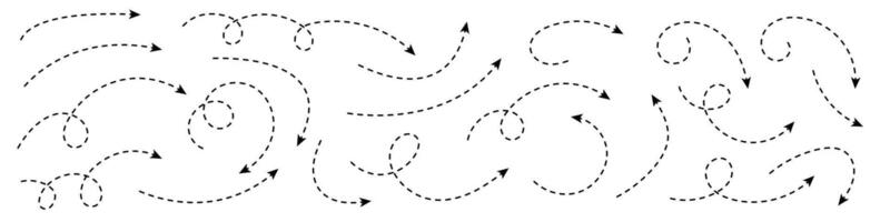 Curved dotted arrow. Zigzag arrow stripes design with dotted lines. vector