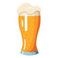 A glass of beer with foam on top. The glass is tall and slender vector
