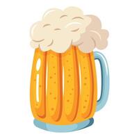 A glass of beer with foam on top. vector
