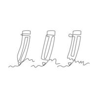 pencil line icon one continuous line style. unique and simple concept. for symbol, sign, logo or icon. editable line vector