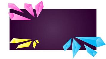 dark purple background with pink, yellow and blue crystals. simple, elegant and luxury. used for frame, copy space, backdrop or background vector