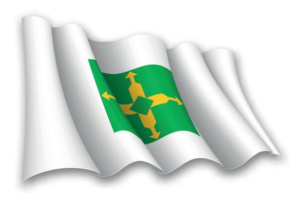 Realistic waving flag of Distrito Federal, state of Brazil