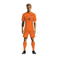 Soccer player in Netherlands team uniform vector