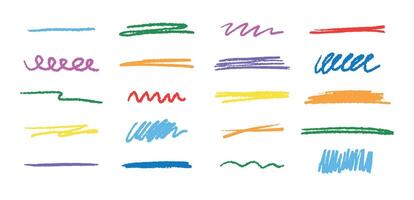 Doodle brush underlines set. Black line sketches with pen marks. Hand drawn elements on white background. vector