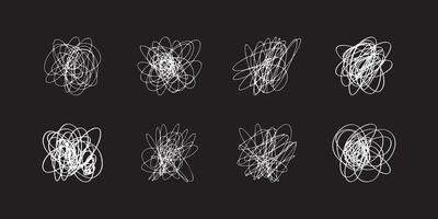 Random scribble shapes. Collection of chaotic hand-drawn doodles. Illustration for artistic designs. vector