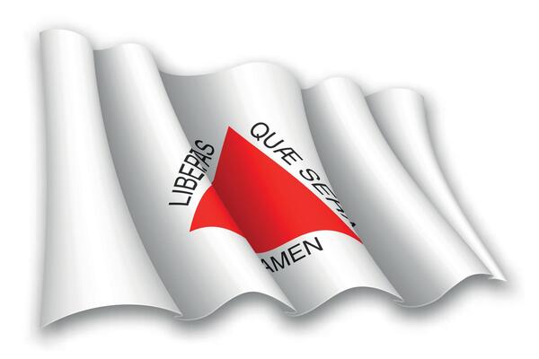 Realistic waving flag of Minas Gerais, state of Brazil