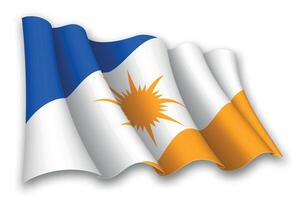 Realistic waving flag of Tocantins, state of Brazil vector
